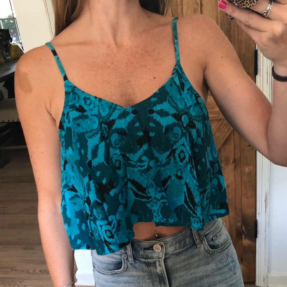 Teal tank float crop top